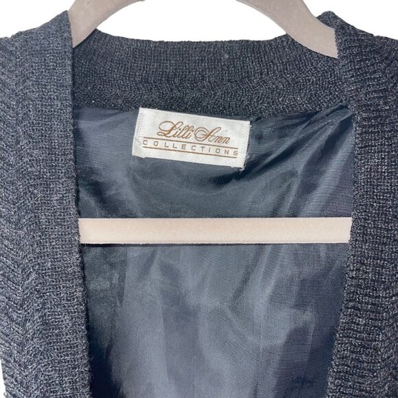 Lilli Ann Vintage Womens Jacket Size Large Black Knit Collections Houndstooth - Picture 5 of 9